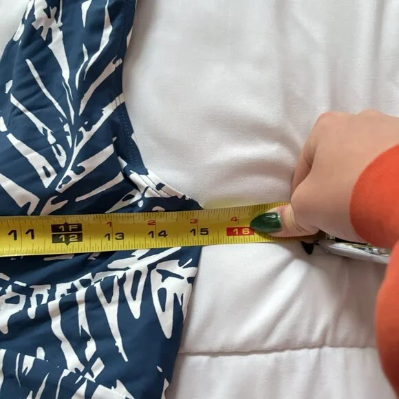 Anne Cole Swimwear Swimsuit One Piece Womens Size 12 Blue Tropical Beach Summer - Picture 3 of 7